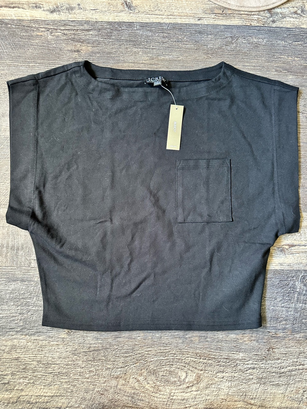 J. Crew Black Short-Sleeve Cropped Pocket Tee - Picture 2 of 6
